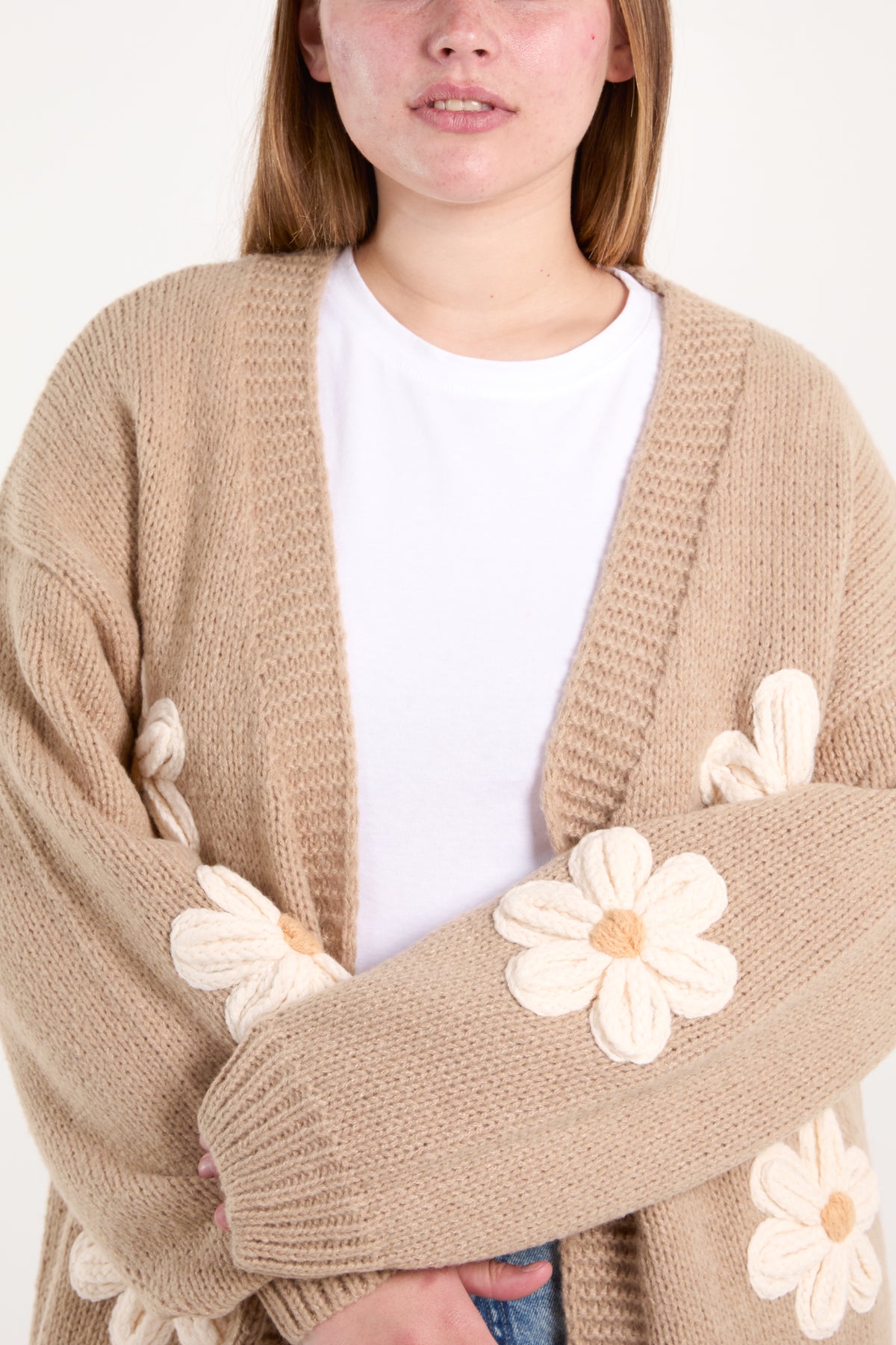 Daisy Knit Flower Cardigan