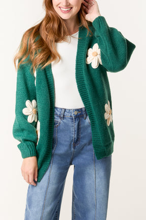 Daisy Flocking Flower Knit Cardigan