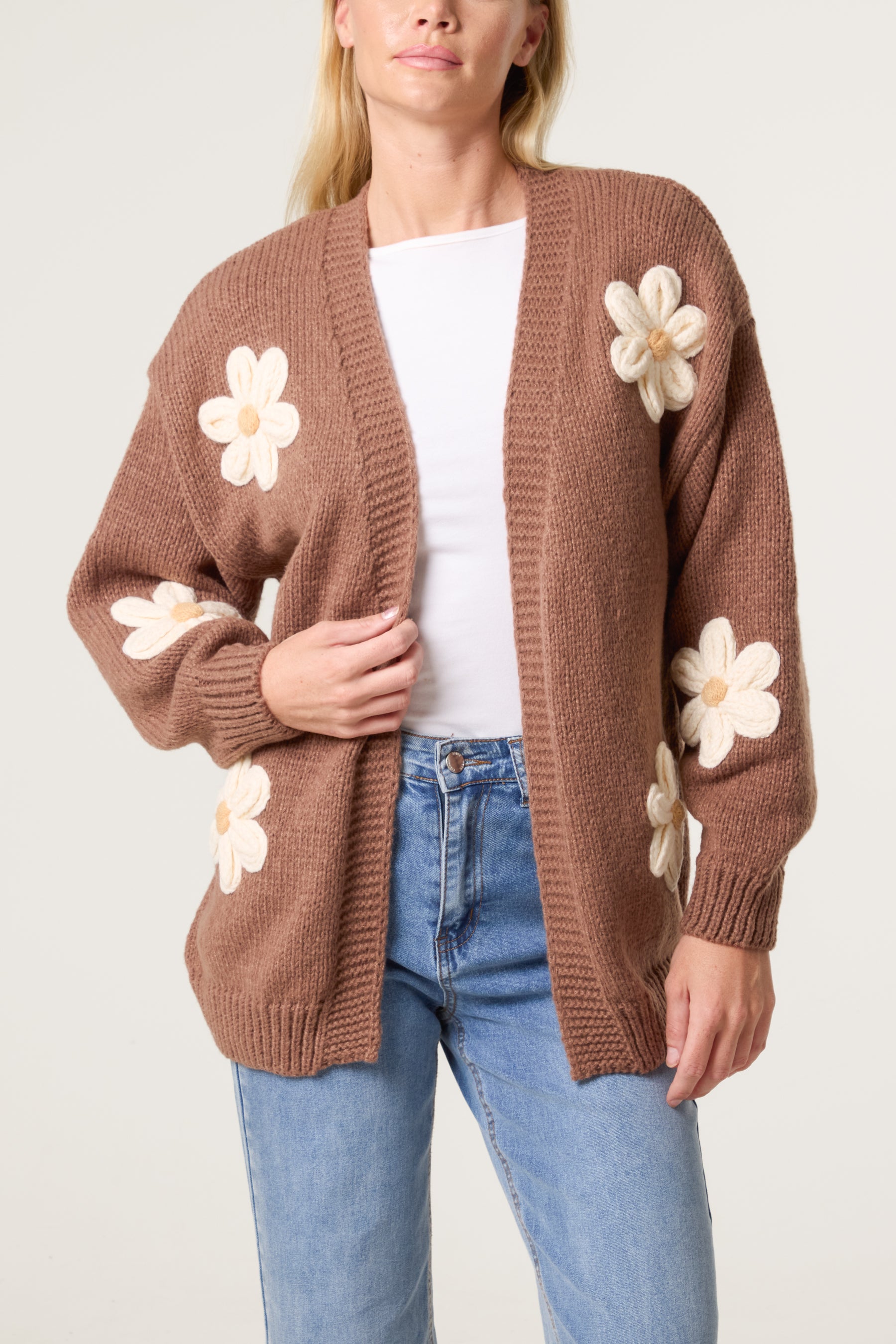 Daisy Knit Flower Cardigan