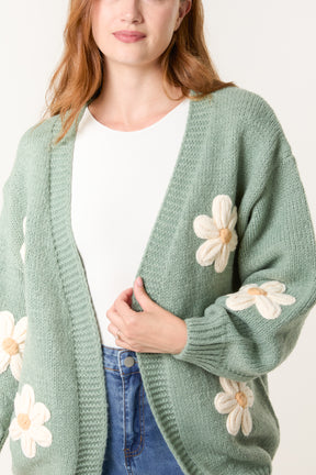 Daisy Flocking Flower Knit Cardigan