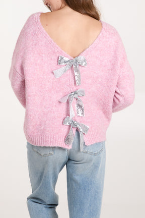 Sequin Bow Back Jumper/Cardigan