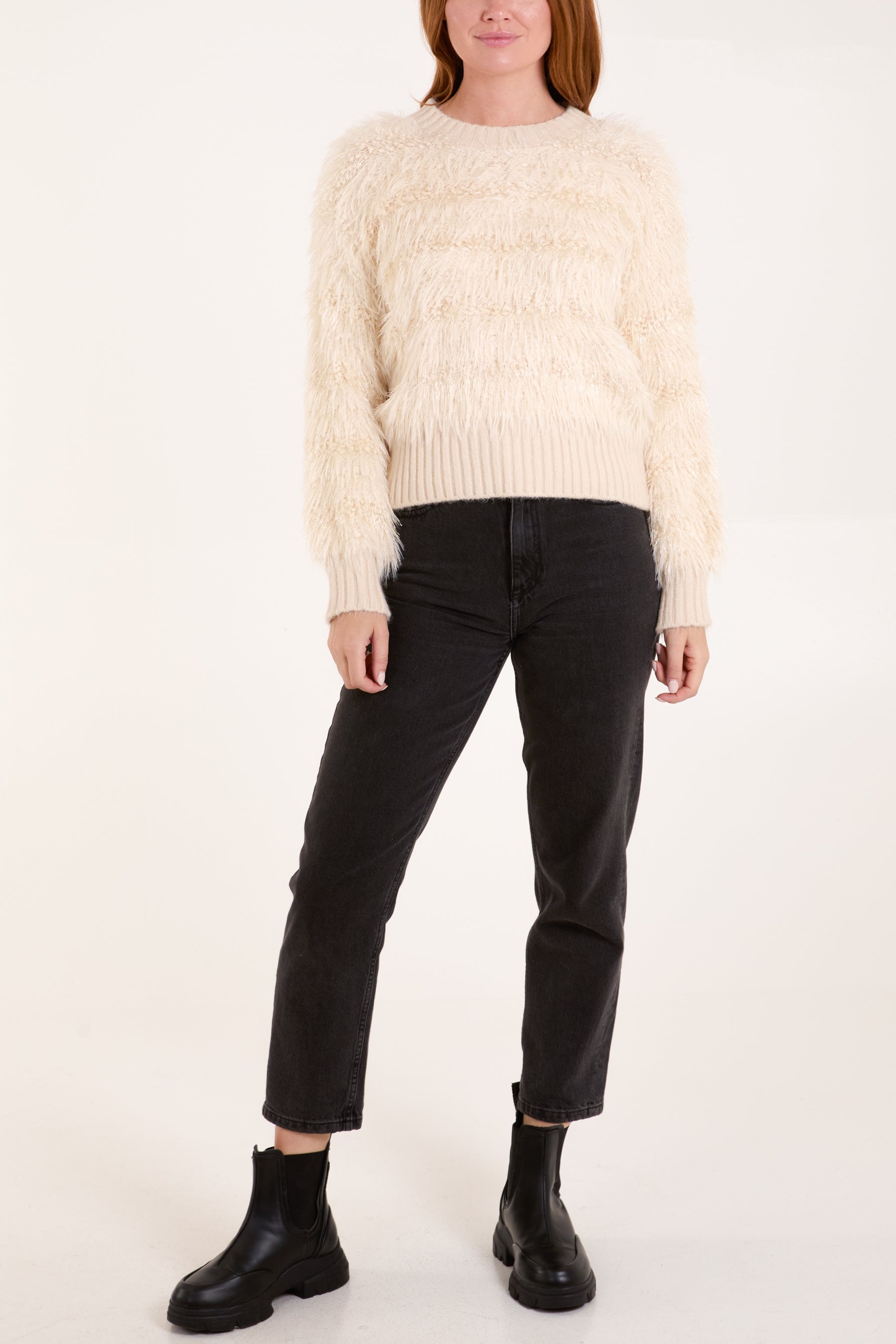 Sparkly & Fluffy Crew Neck Jumper