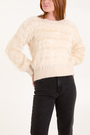 Sparkly & Fluffy Crew Neck Jumper