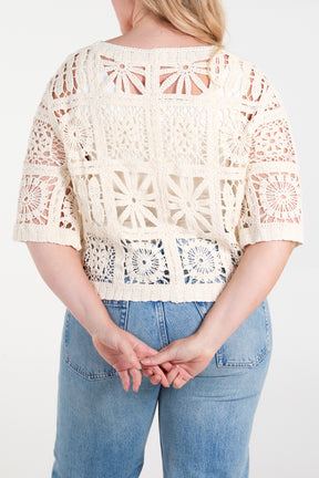 Patchwork Crochet V-Neck Top