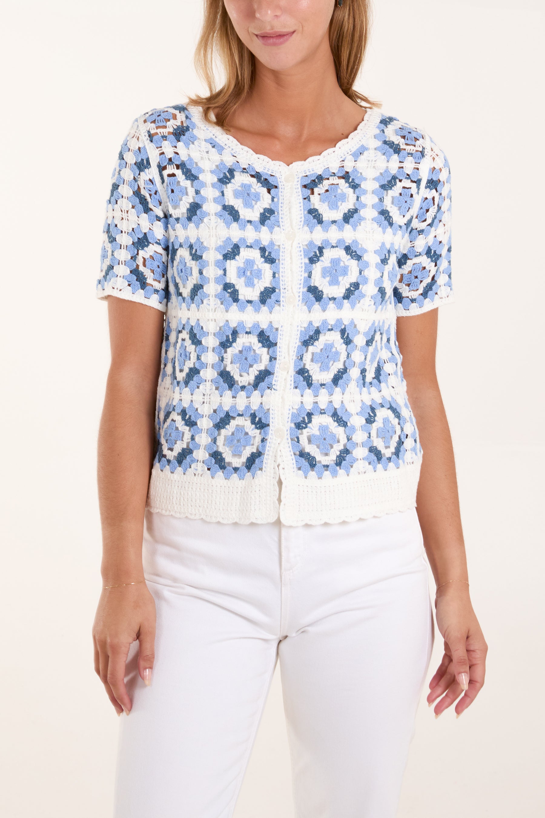 Geometric Scallop Edge Crochet Top