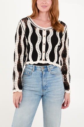 Swirl Crochet Scallop Edge Cardigan