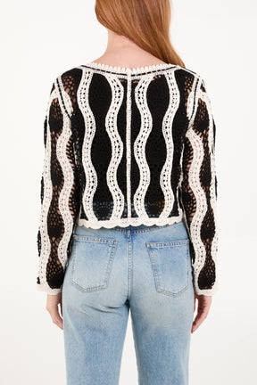 Swirl Crochet Scallop Edge Cardigan