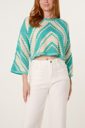Zig Zag Crochet Cropped Jumper