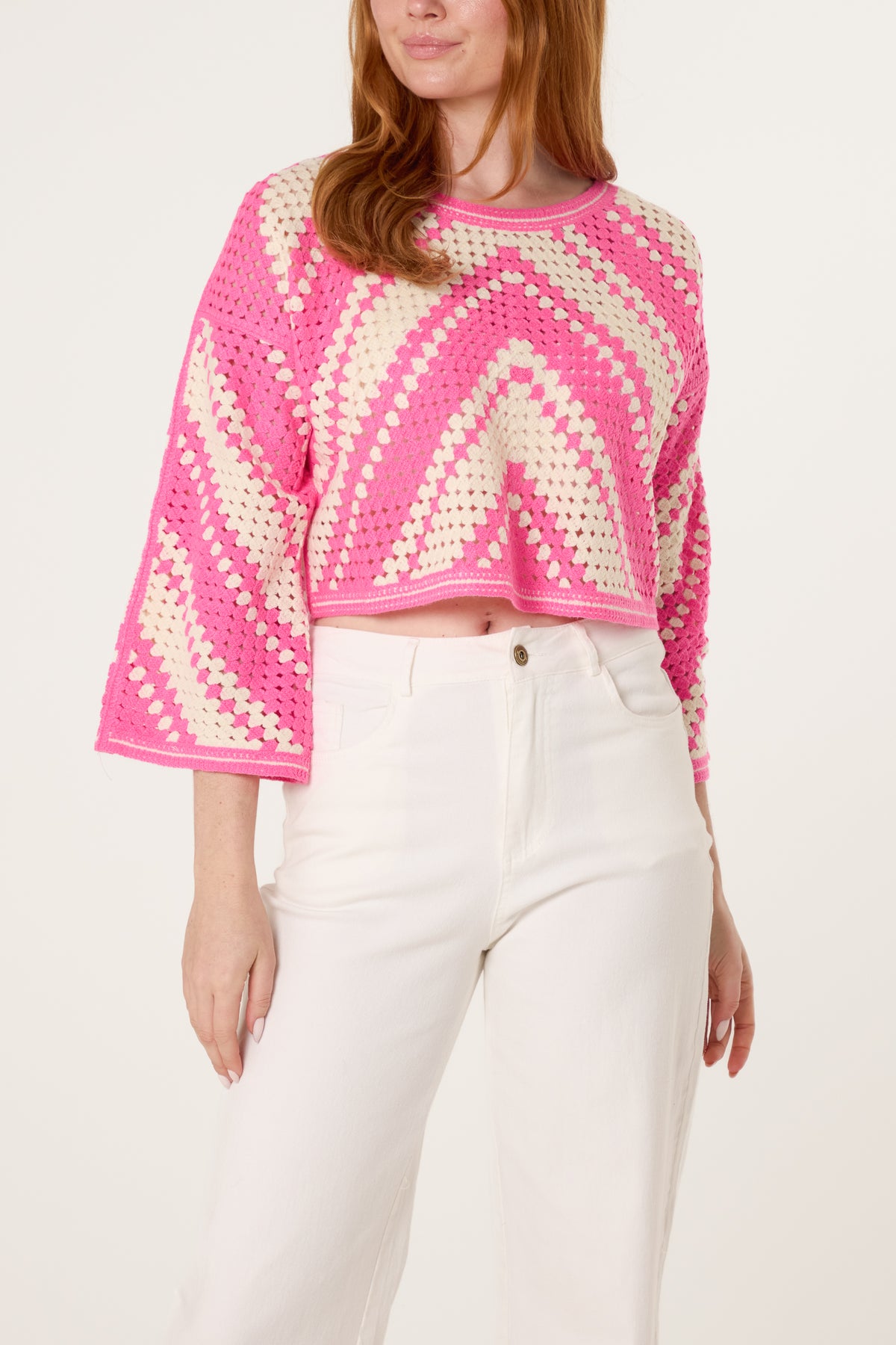 Zig Zag Crochet Cropped Jumper