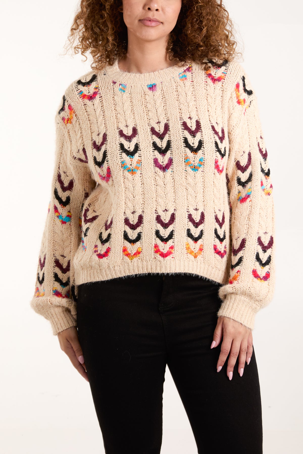 Contrast Cable Knit Jumper