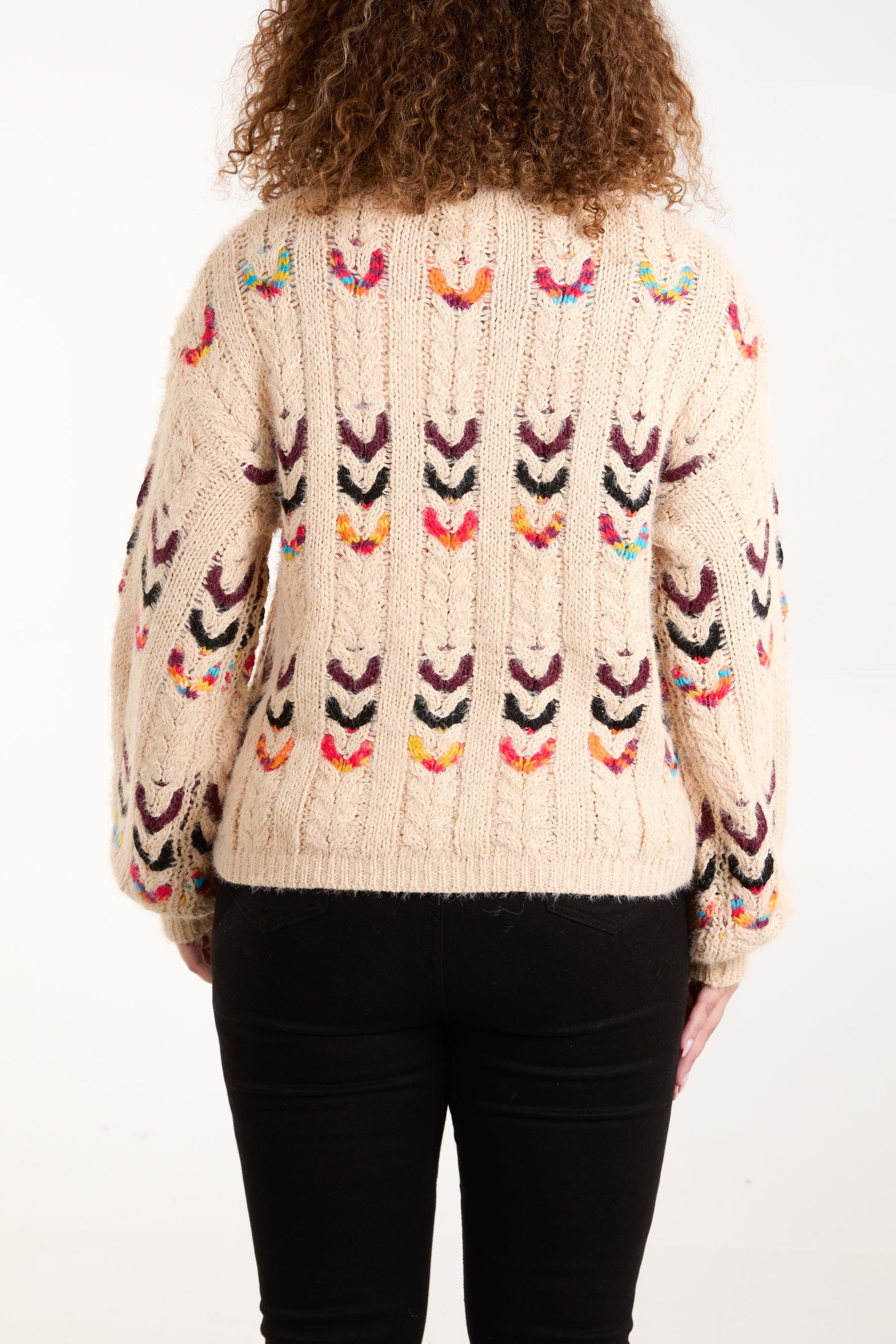 Contrast Cable Knit Jumper