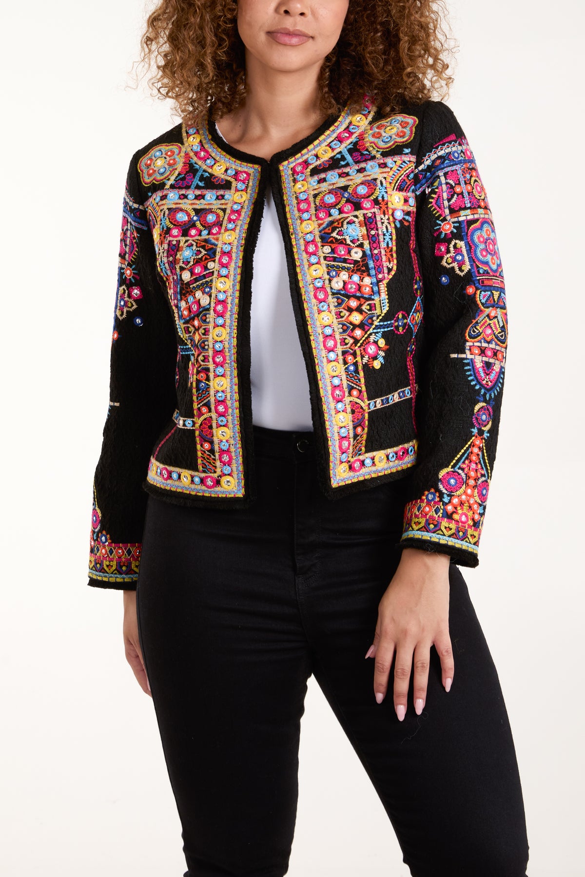 Embroidered Textured Jacket