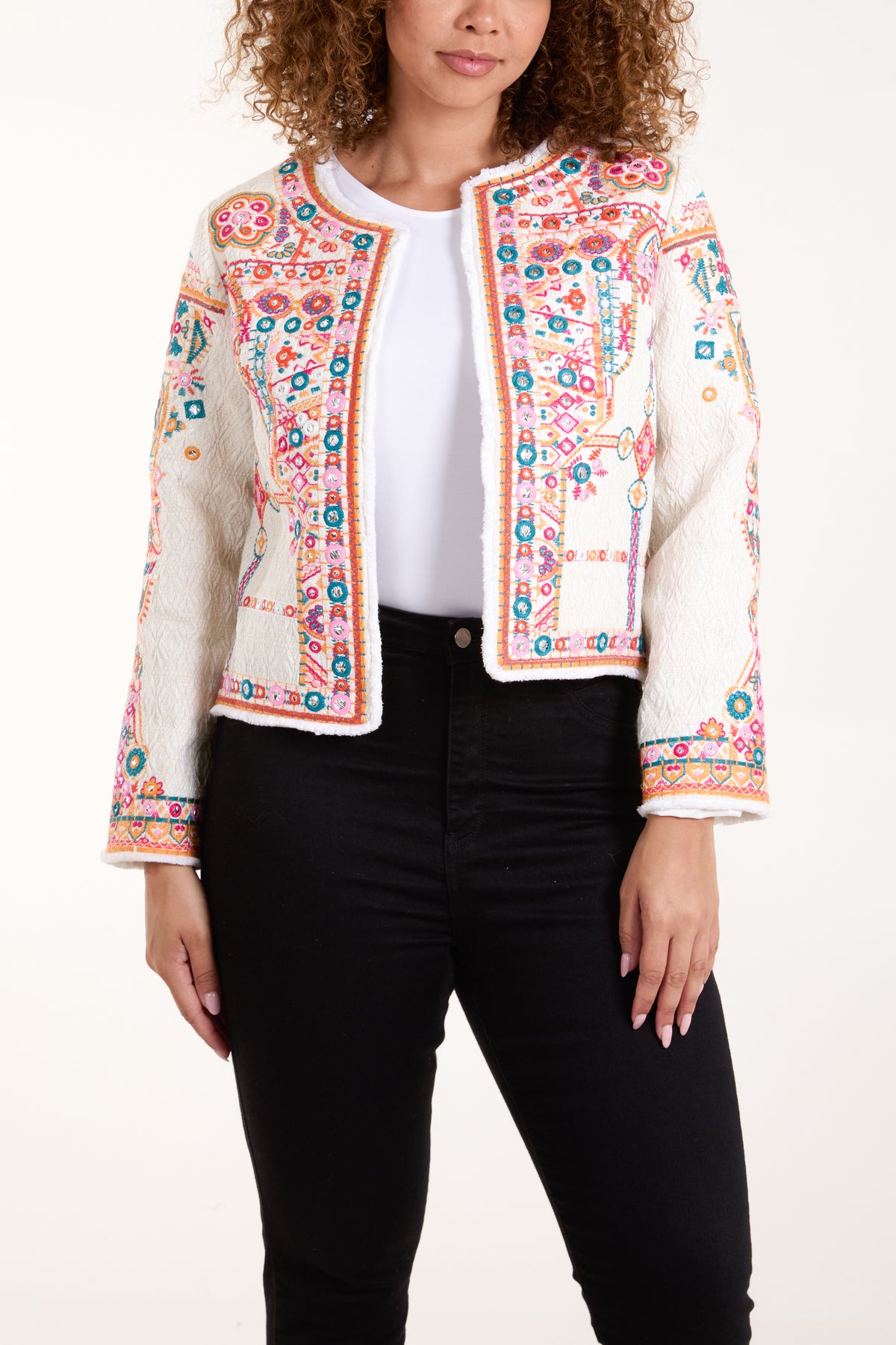 Embroidered Textured Jacket