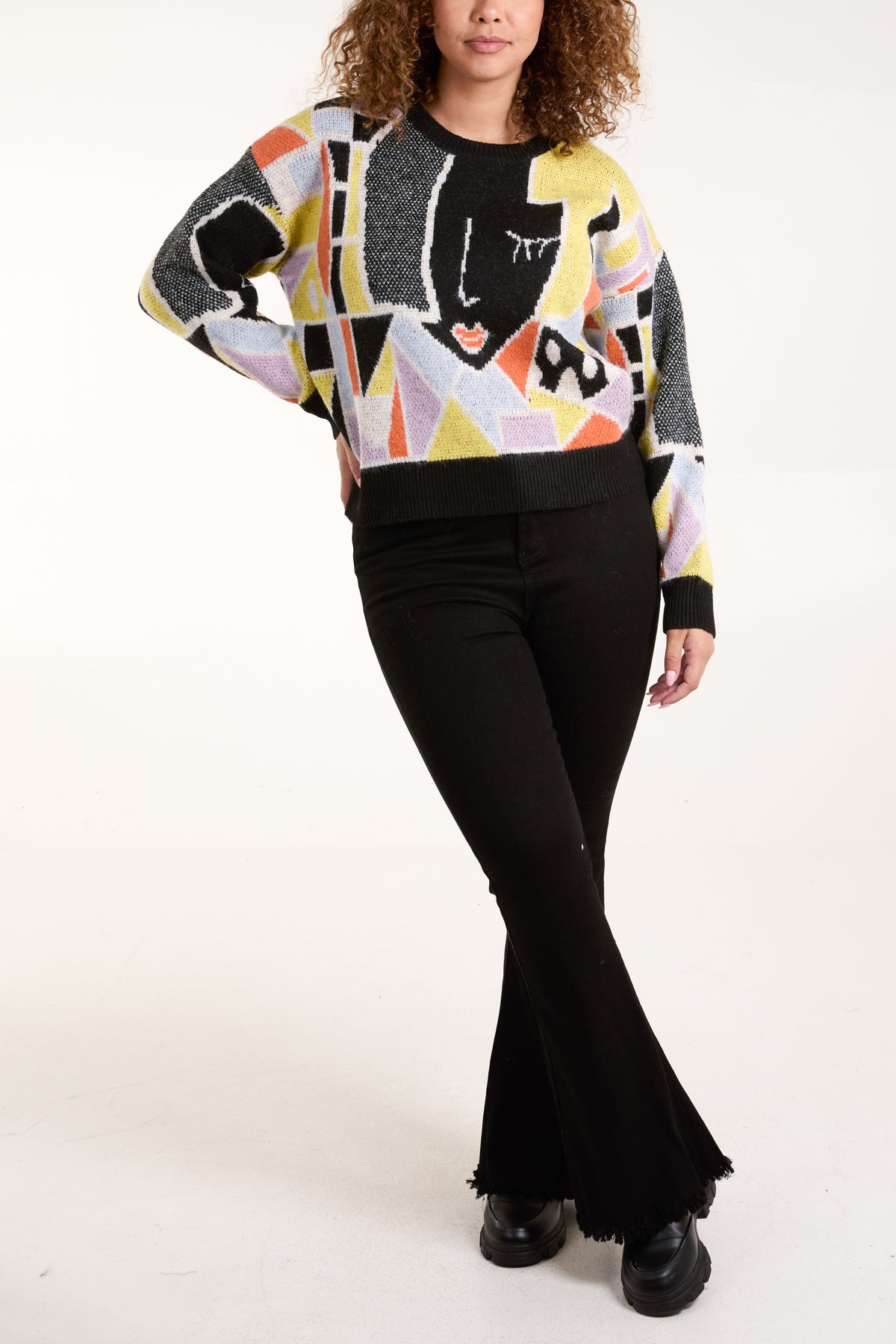 Geometric & Abstract Face Knit Jumper