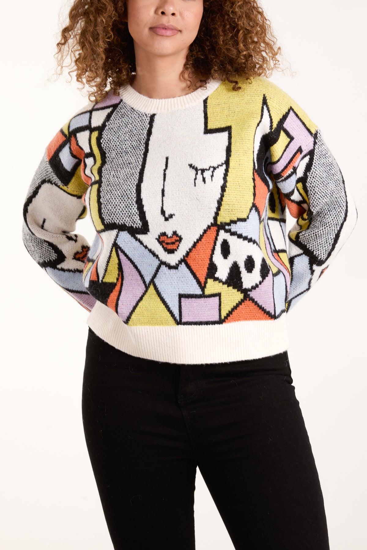 Colour Block Face Knit Jumper