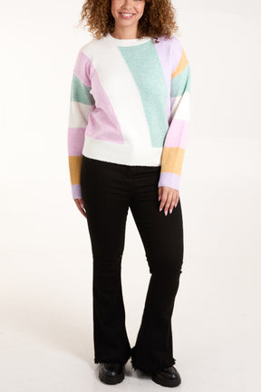 Colourful Diagonal Stripe Knit Jumper