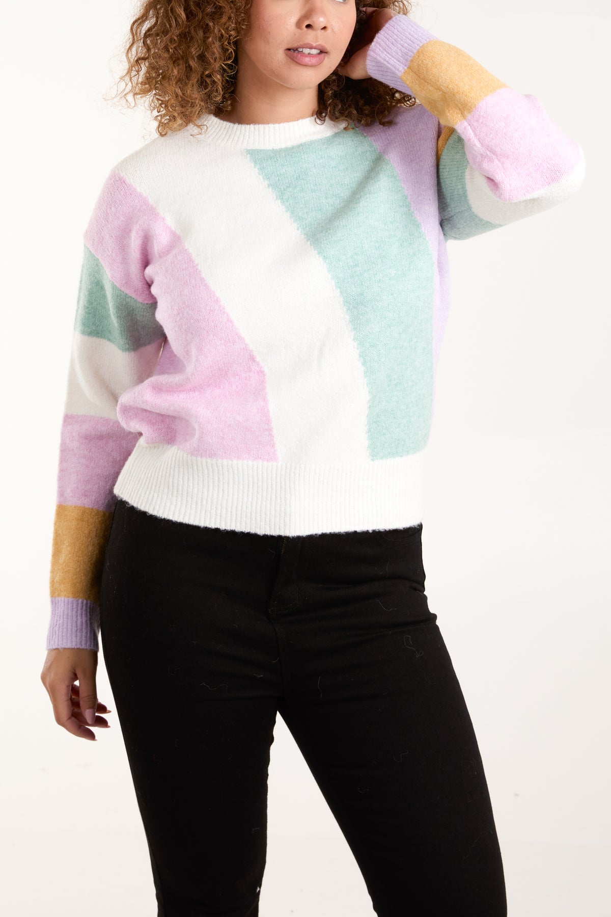 Colourful Diagonal Stripe Knit Jumper