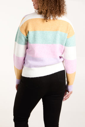 Colourful Diagonal Stripe Knit Jumper