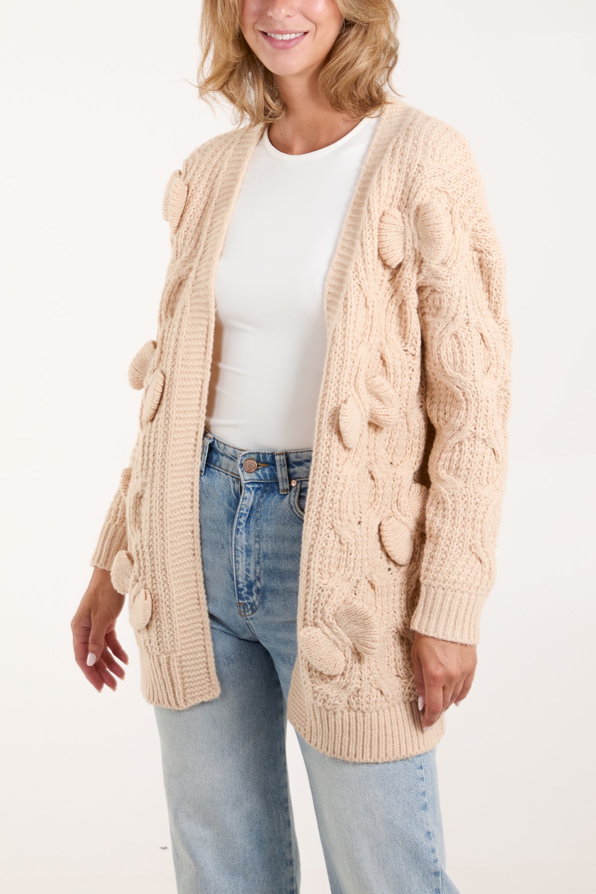 Chunky Bow Knit Longline Cardigan