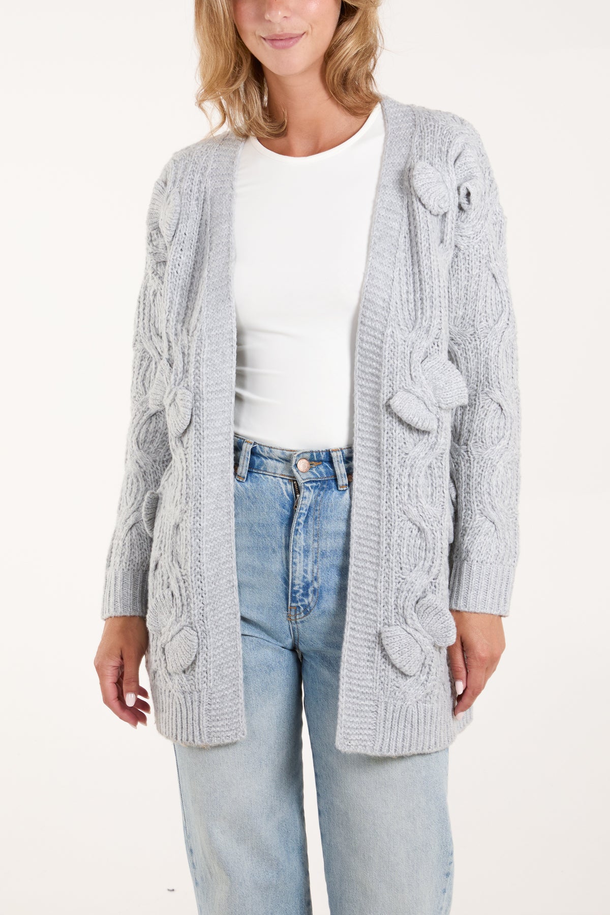 Chunky Bow Knit Longline Cardigan