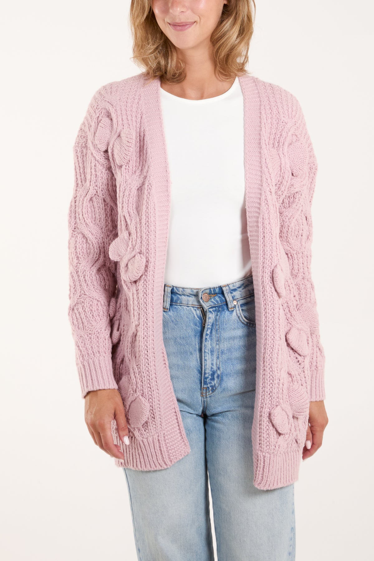 Chunky Bow Knit Longline Cardigan