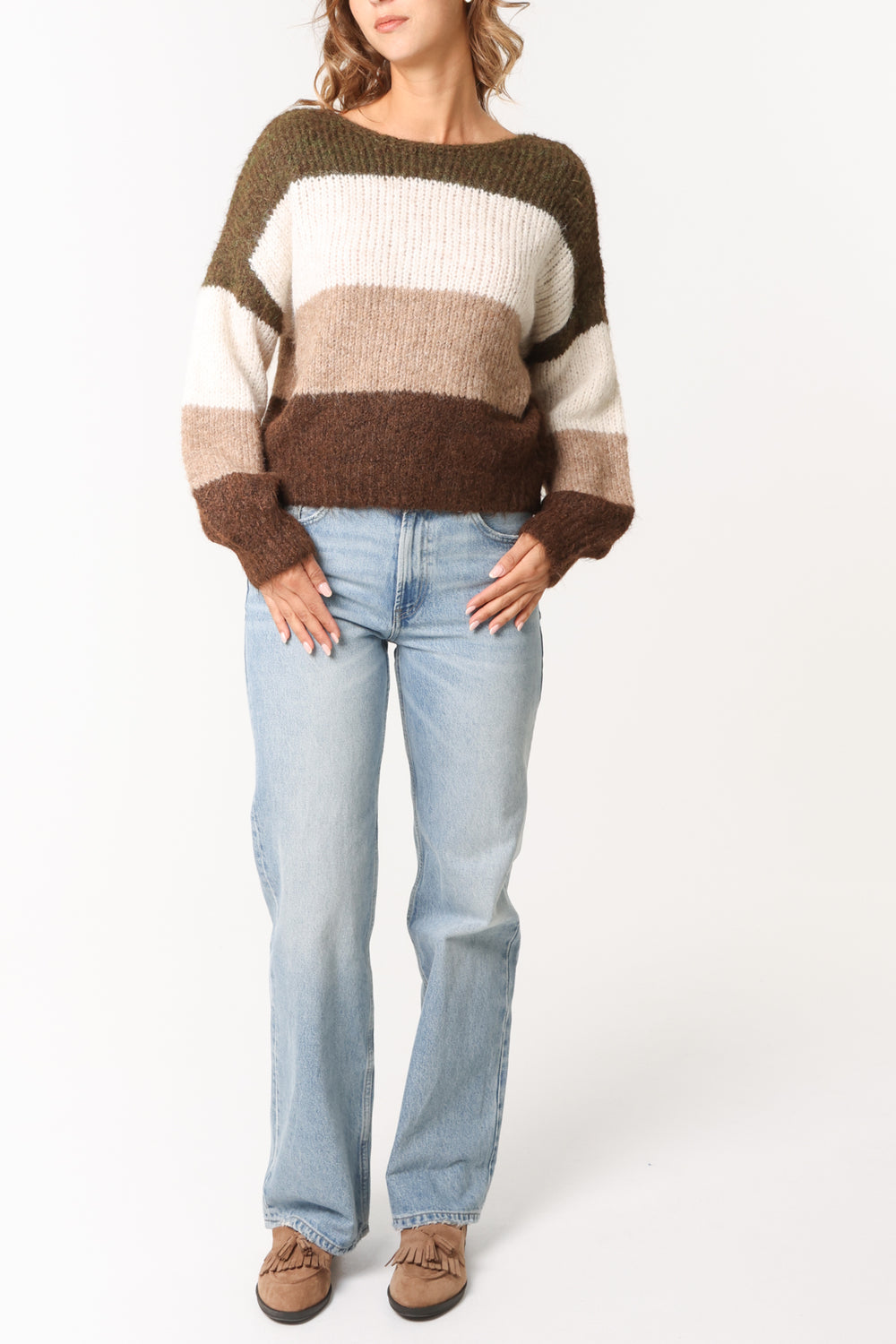 Black Colour - Bcanna Multi Striped Jumper 1241 - Orange Multi