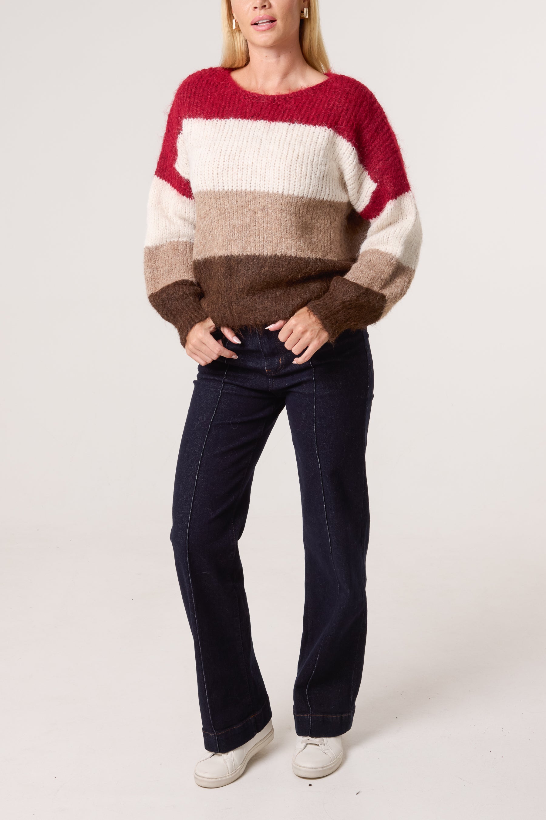 Colour Block Stripe Knit Jumper