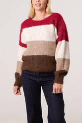 Colour Block Stripe Knit Jumper