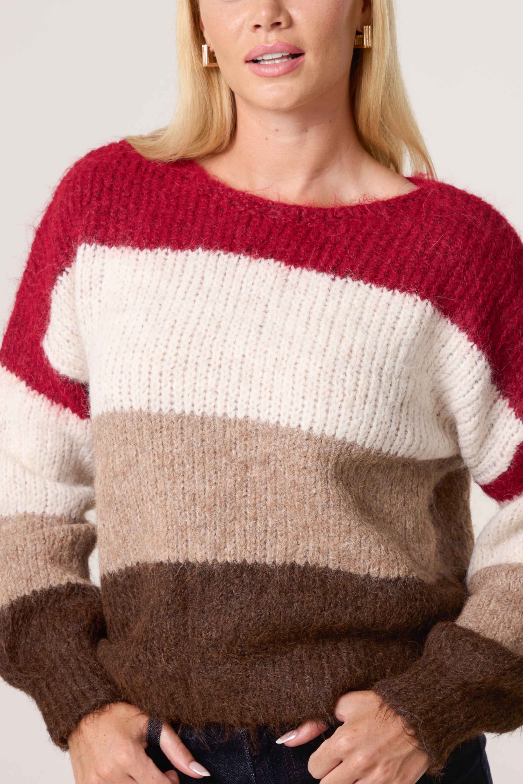 Colour Block Stripe Knit Jumper