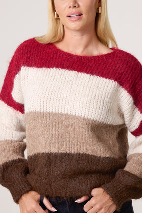 Colour Block Stripe Knit Jumper