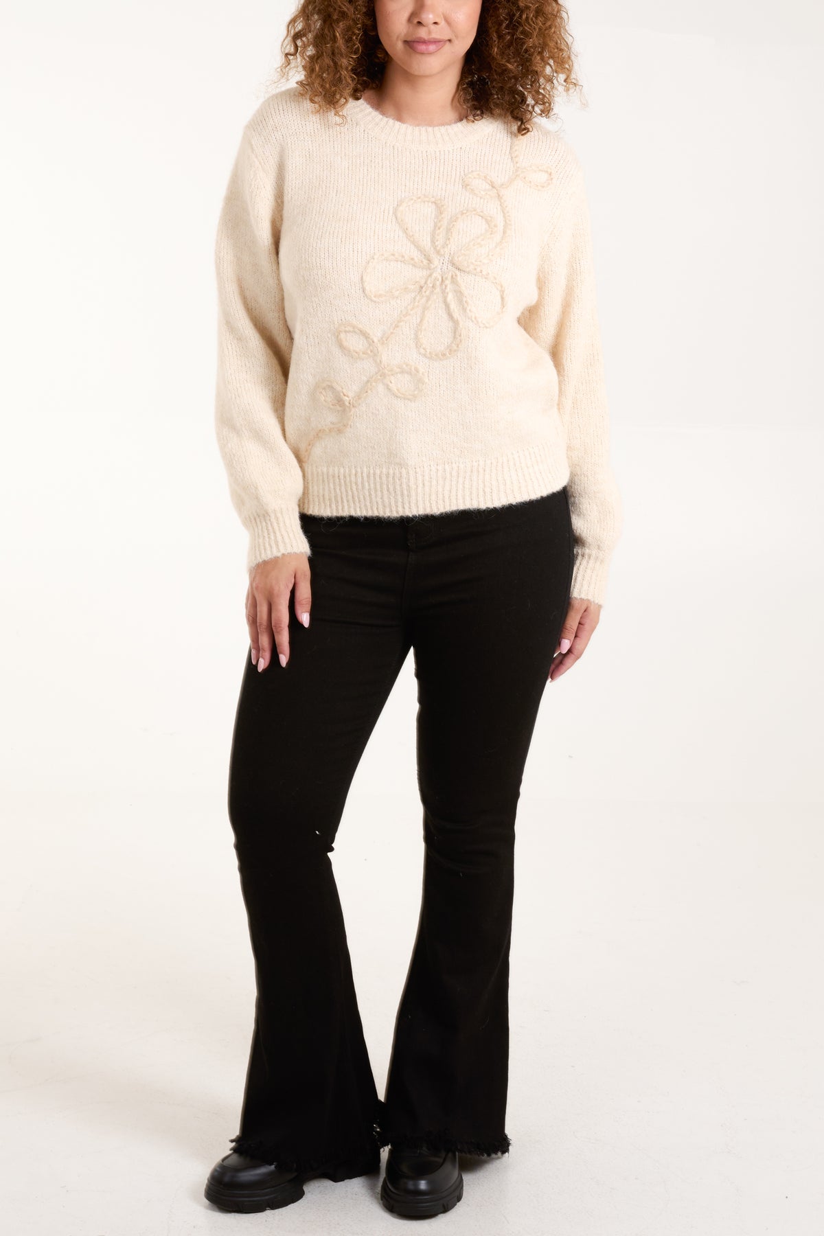 Flower Embroidery Knit Jumper