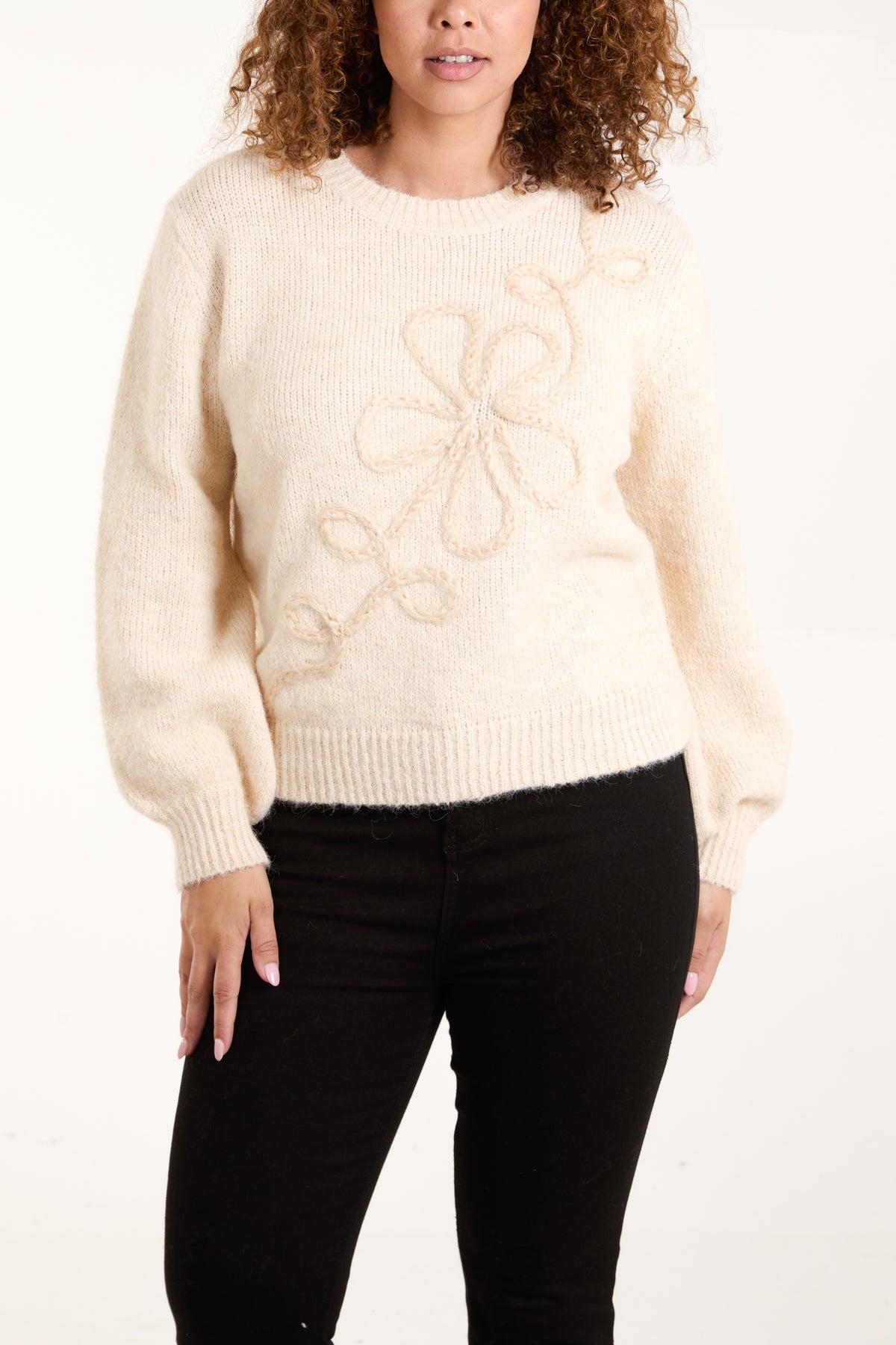 Flower Embroidery Knit Jumper