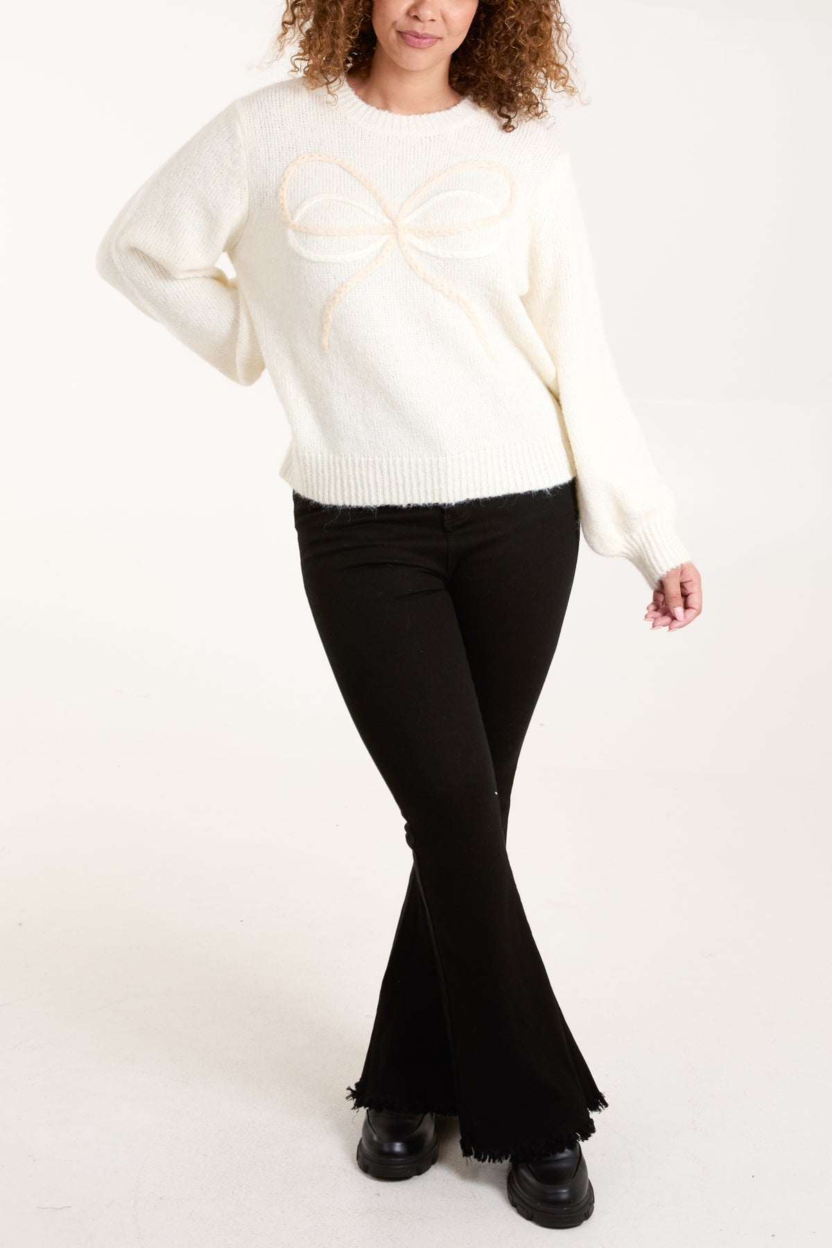 Bow Embroidery Knit Jumper