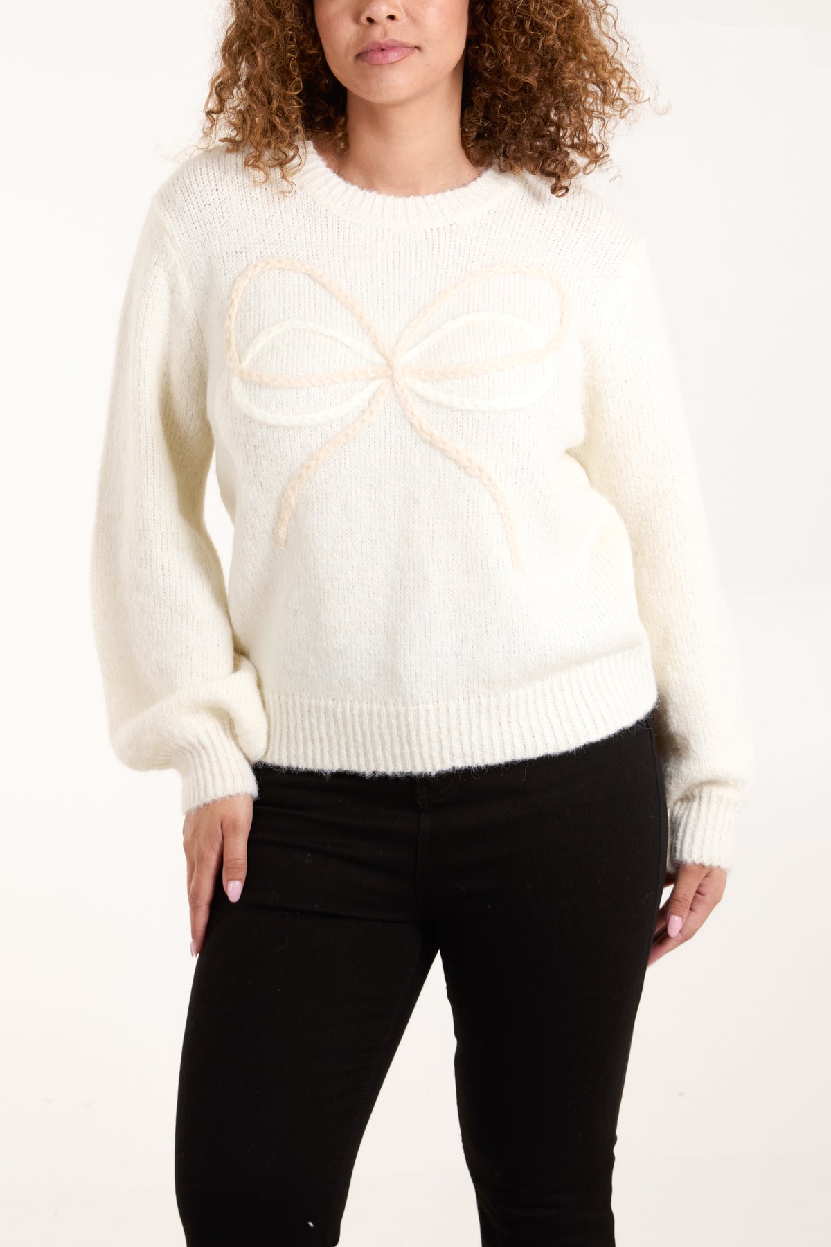 Bow Embroidery Knit Jumper