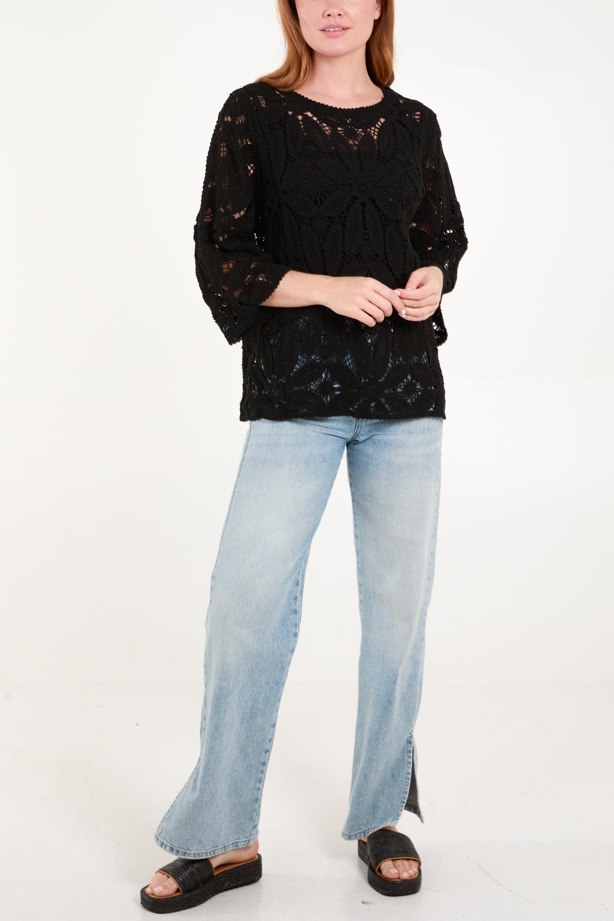 Flower Crochet Long Sleeve Top