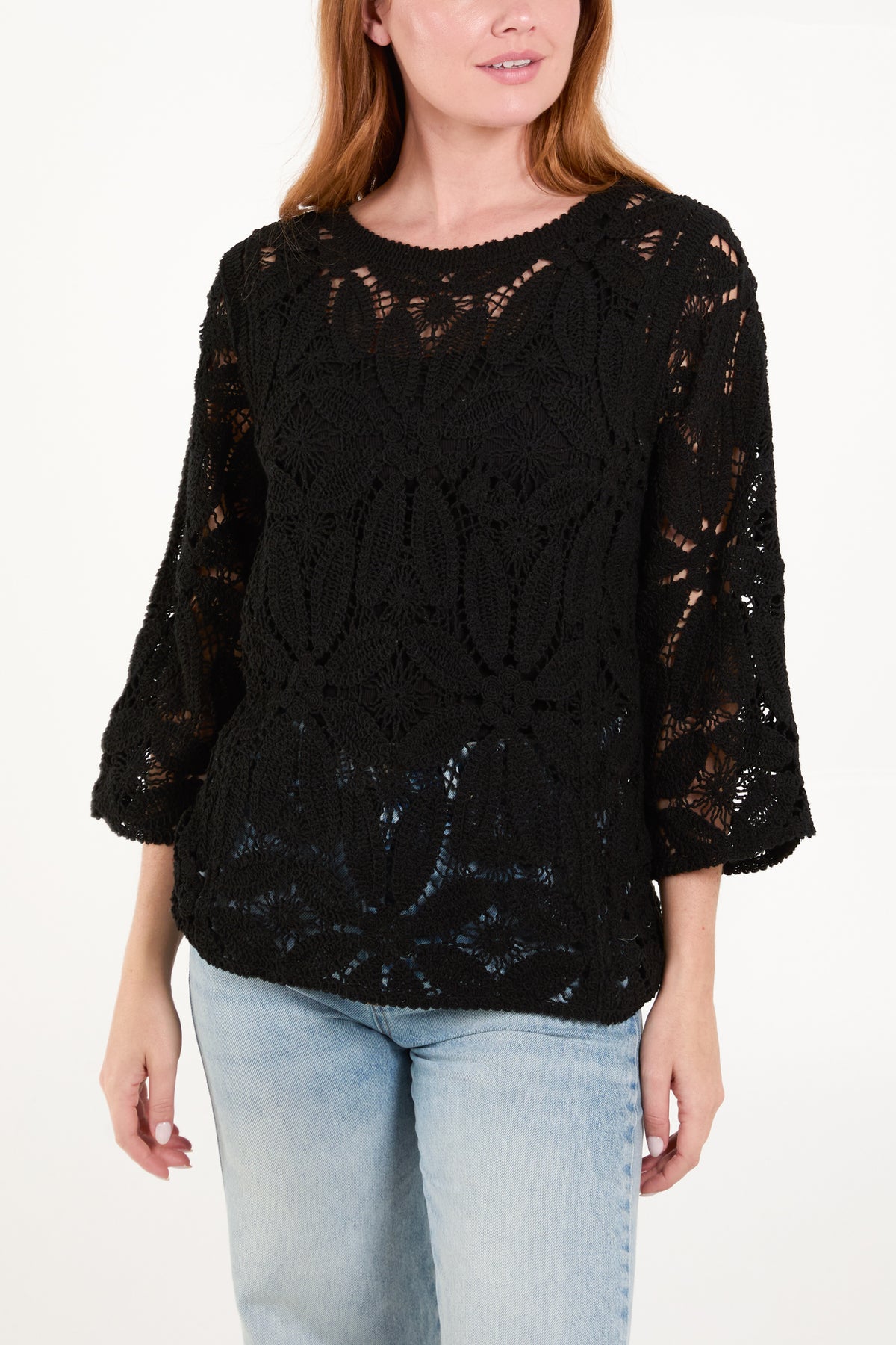 Flower Crochet Long Sleeve Top