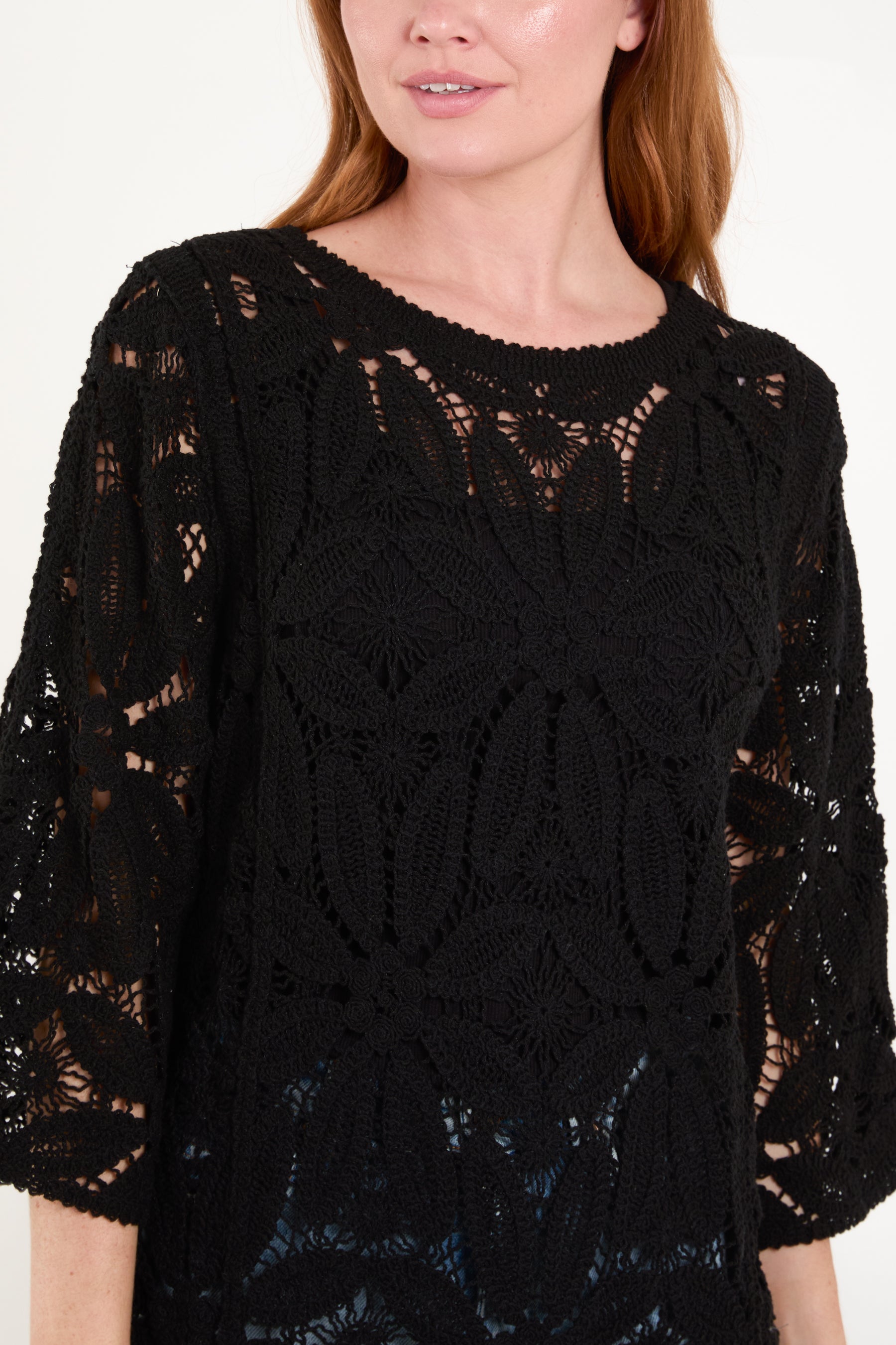 Flower Crochet Long Sleeve Top