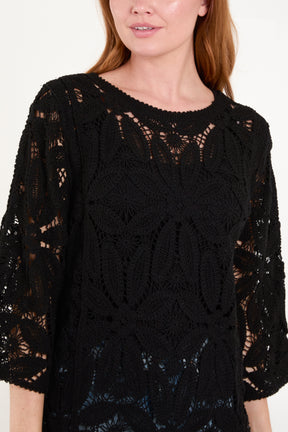 Flower Crochet Long Sleeve Top