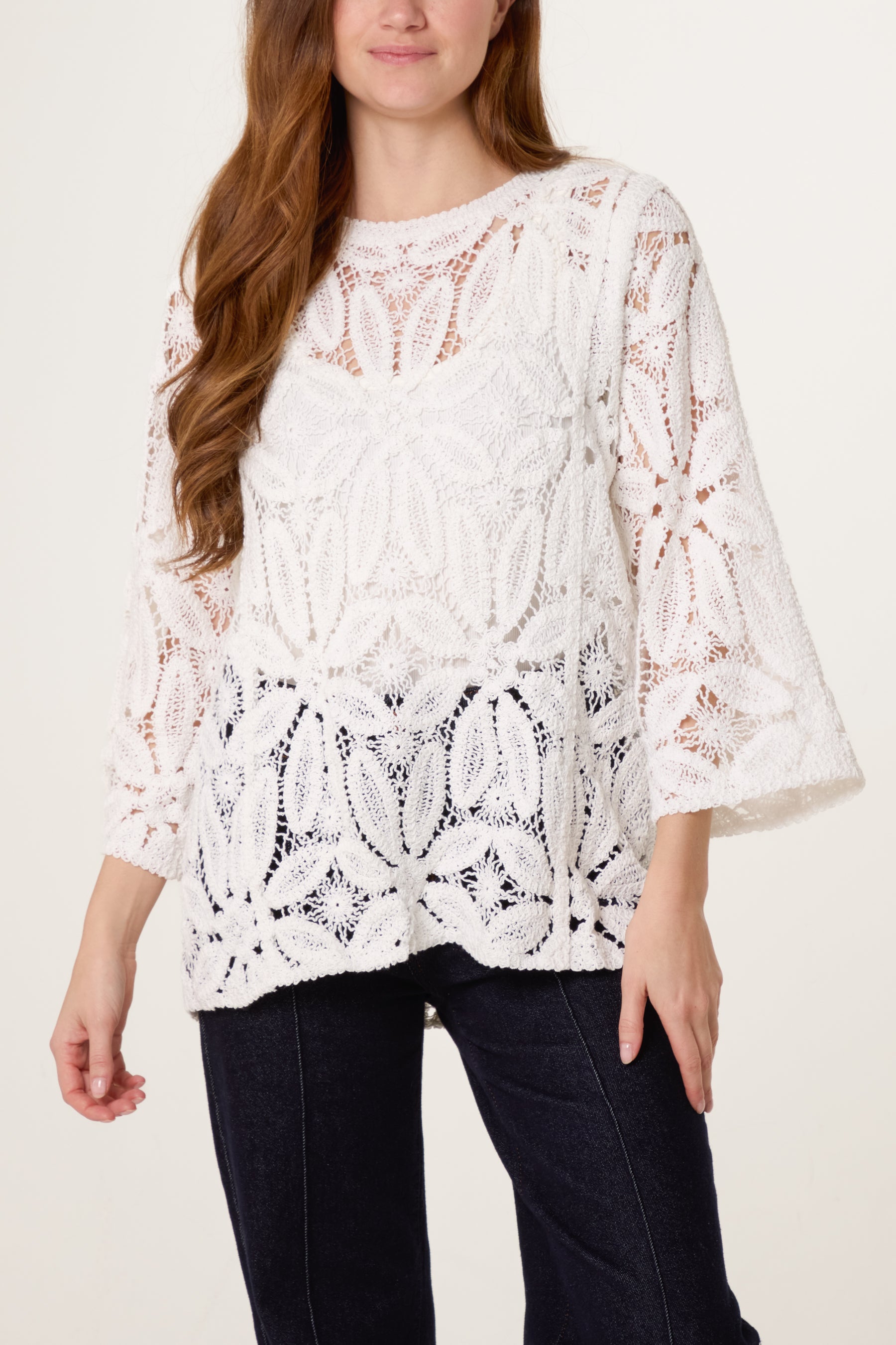 Flower Crochet Long Sleeve Top