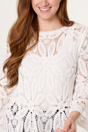 Flower Crochet Long Sleeve Top