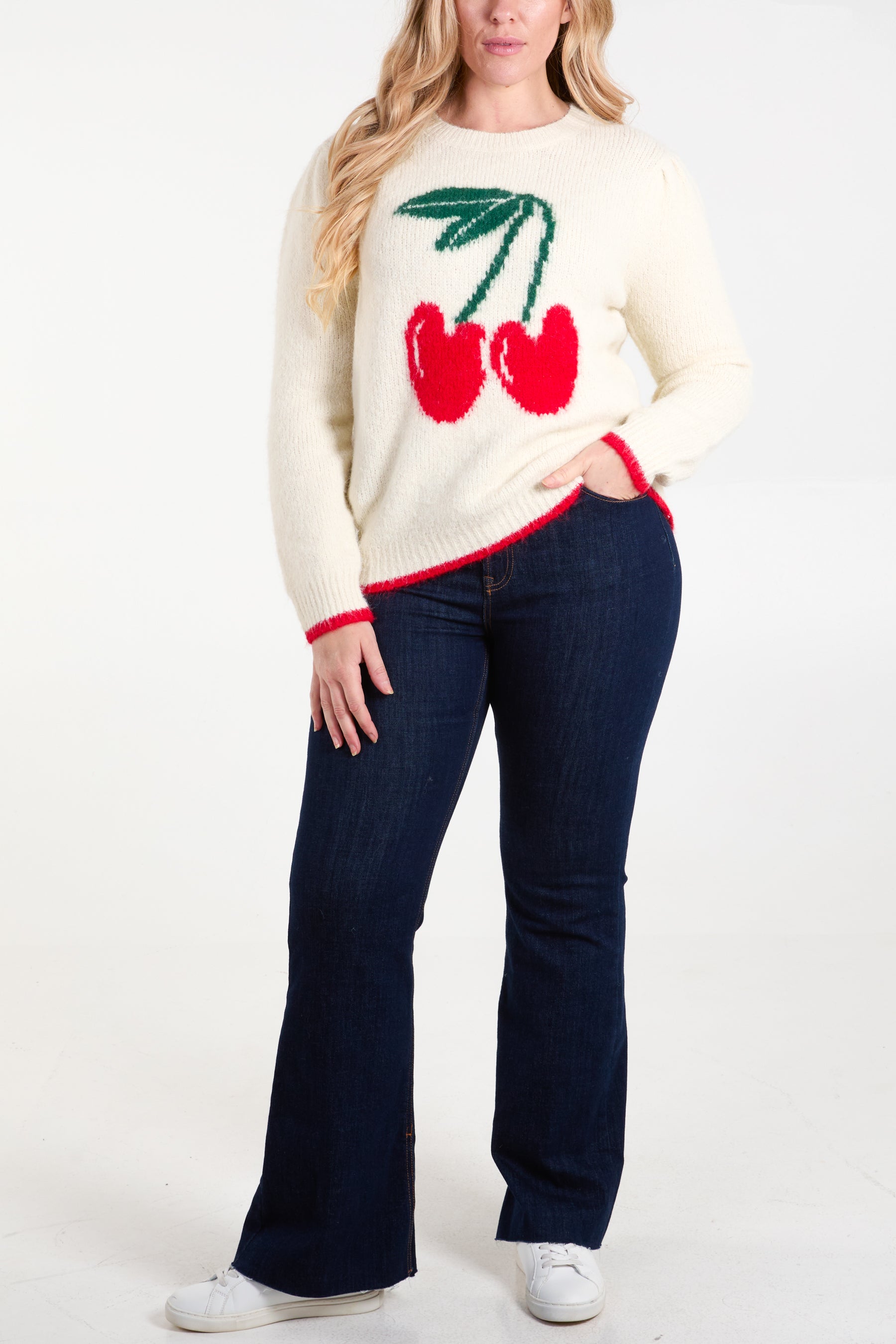 Cherry Contrast Knit Jumper