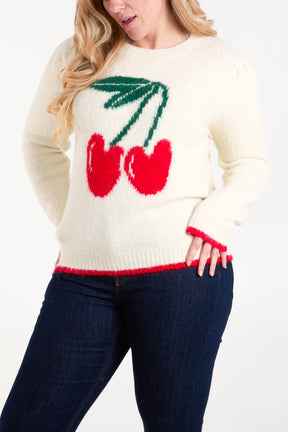 Cherry Contrast Knit Jumper