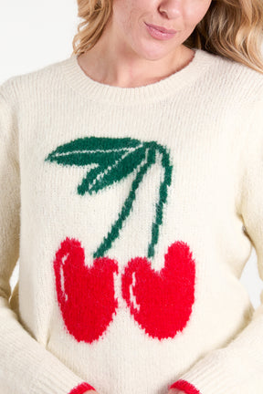 Cherry Contrast Knit Jumper