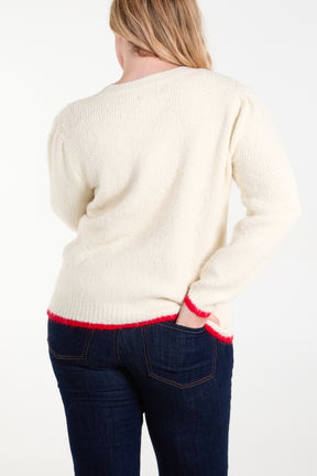 Cherry Contrast Knit Jumper