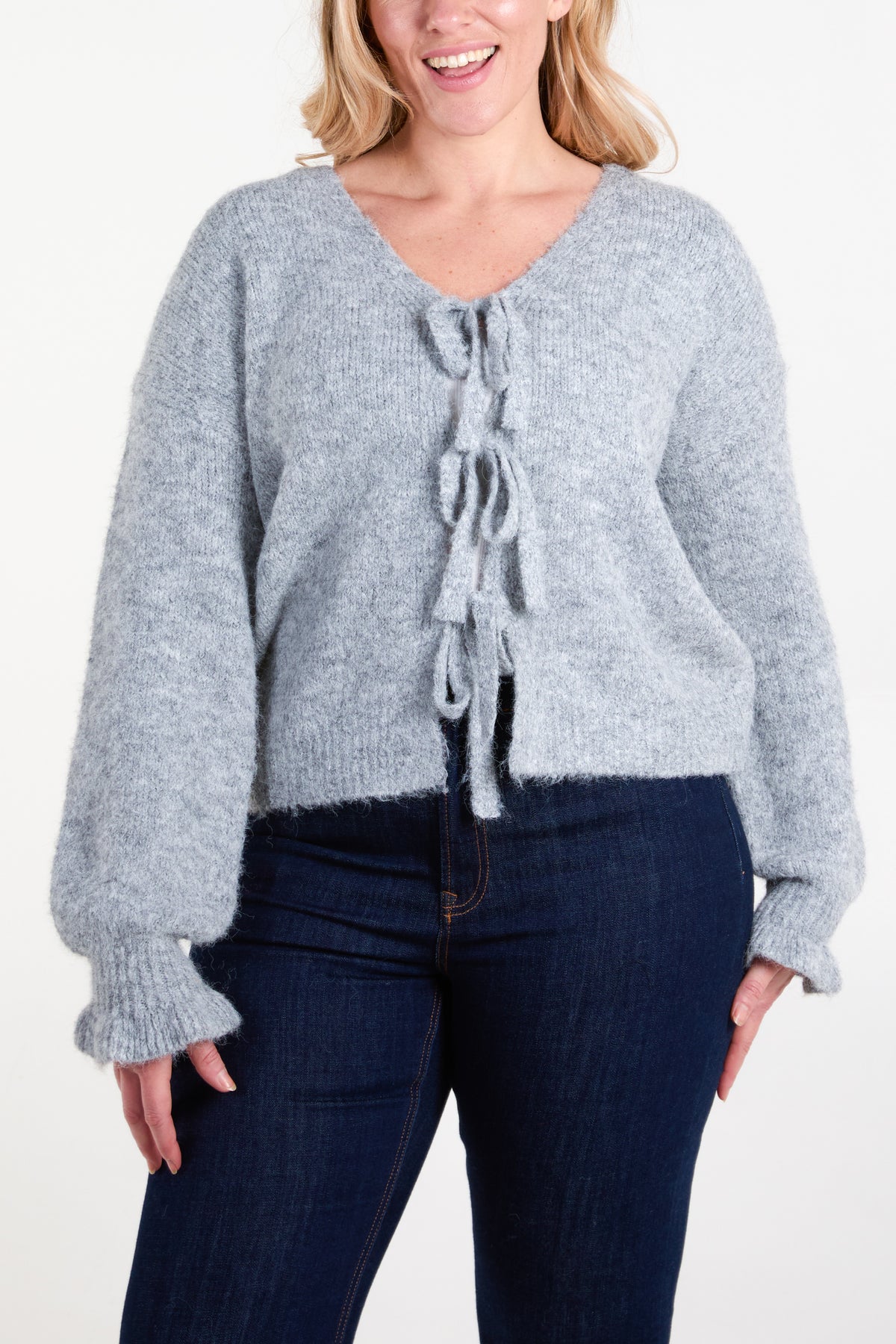 Tie Front Bow Knit Cardigan