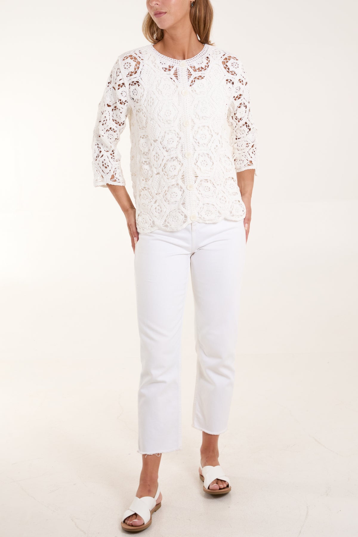 Geo Crochet Long Sleeve Shirt