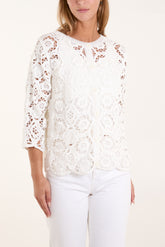 Geo Crochet Long Sleeve Shirt