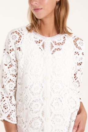 Geo Crochet Long Sleeve Shirt