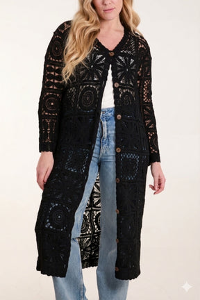 Patchwork Crochet Longline Cardigan