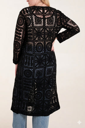 Patchwork Crochet Longline Cardigan